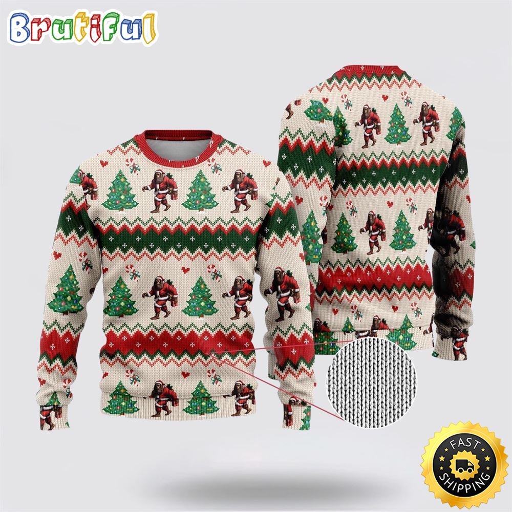 Bigfoot Santa Claus Ugly Christmas Sweater