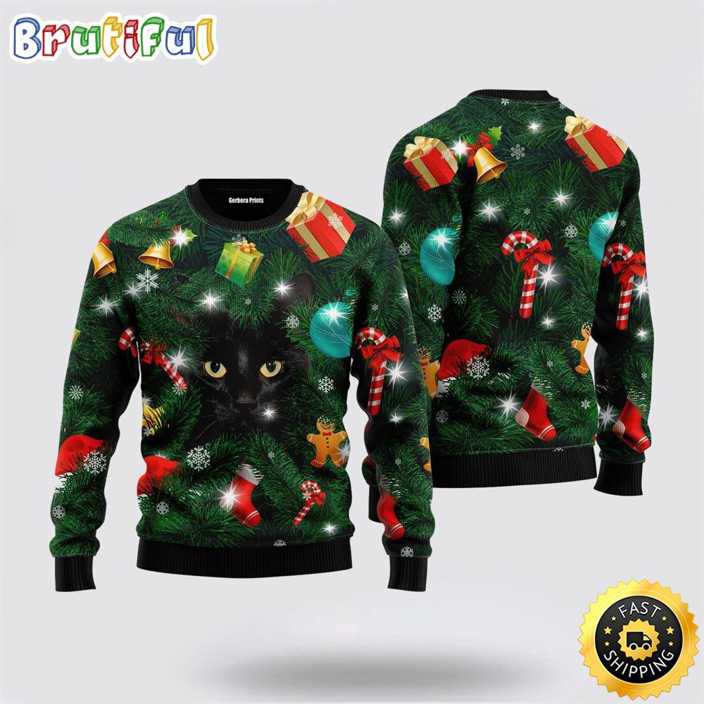 Black Cat Family Ugly Christmas Sweater Perfect Christmas Gift For Cat Lover