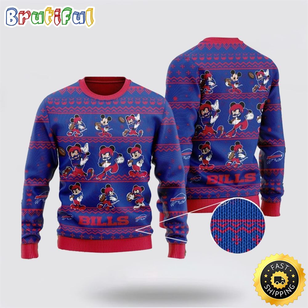 Buffalo Bills Ugly Christmas Sweater Captain Mickey Mouse Perfect Gift For Football Fans