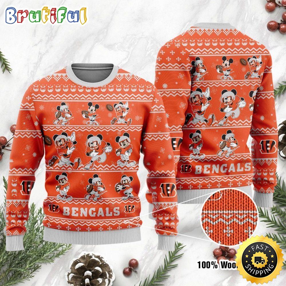 Cincinnati Bengals Ugly Christmas Sweater Captain Mickey Mouse Perfect Gift For Football Fans
