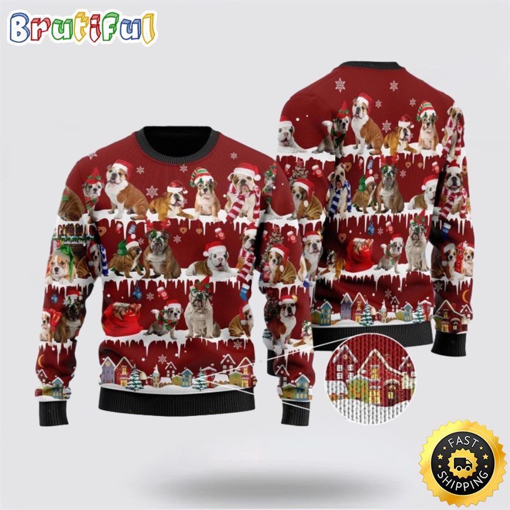 English Bulldog Ugly Christmas Sweater Show Your Love For Your Furry Friend