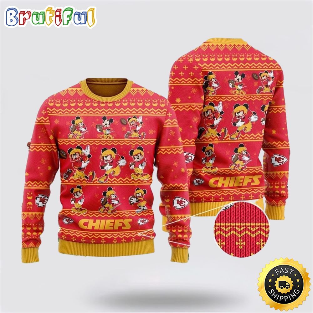 Kansas City Chiefs Ugly Christmas Sweater Captain Mickey Mouse Perfect Gift For Football Fans