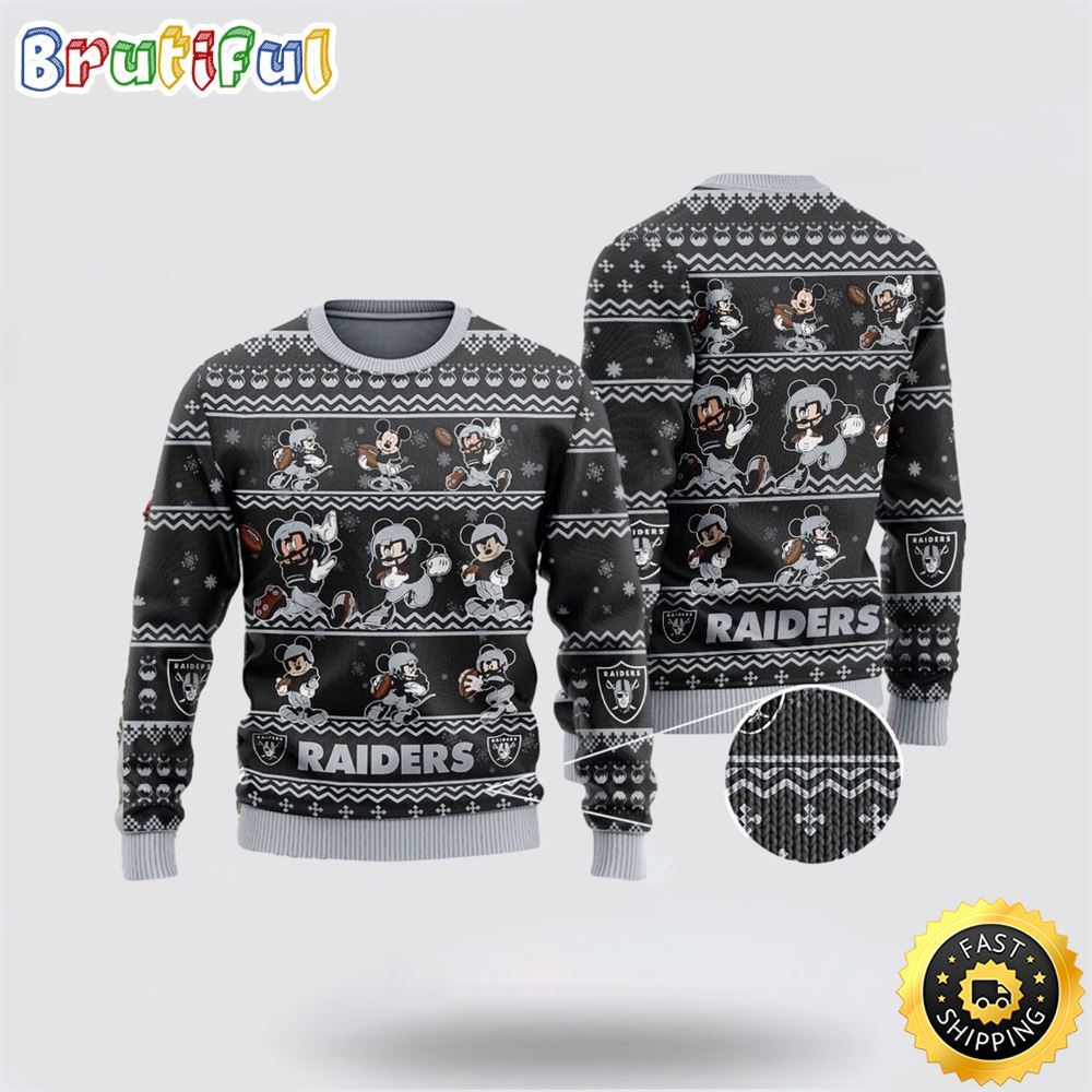 Las Vegas Raiders Ugly Christmas Sweater Captain Mickey Mouse Perfect Gift For Football Fans