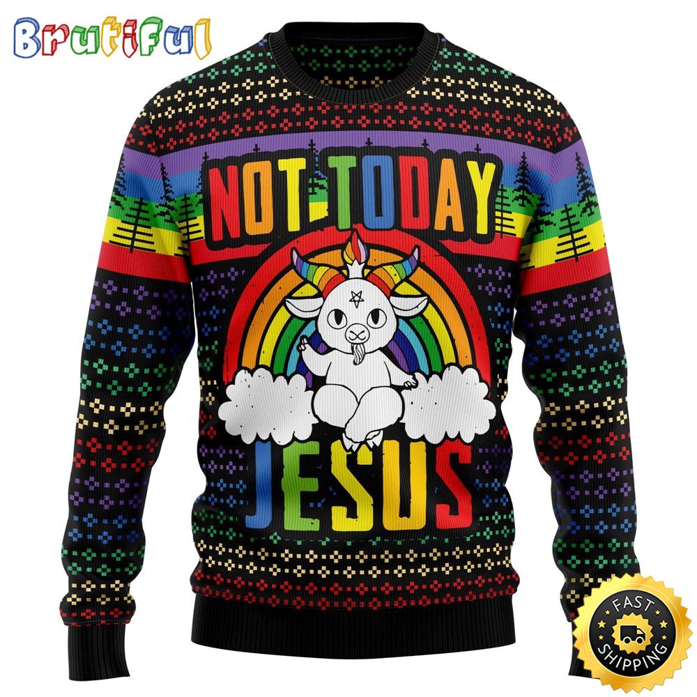 Lgbt Not Today Jesus Ugly Christmas Sweater Gifts For Christian Families