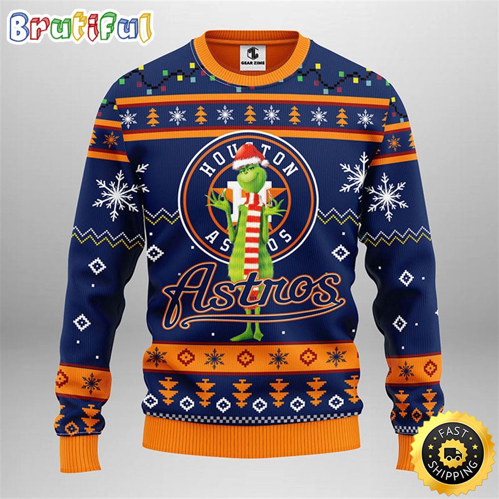MLB Houston Astros Christmas Ugly Sweater Print Funny Grinch Gift For Baseball Fans
