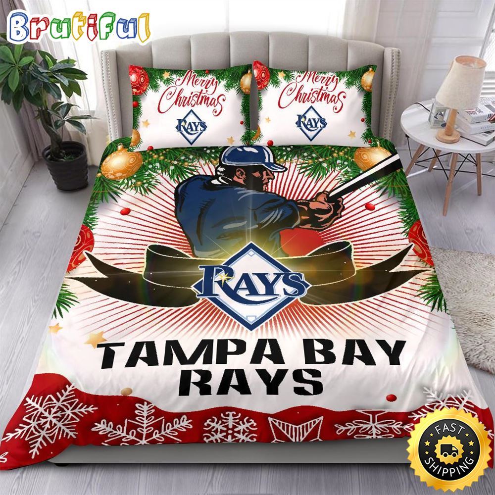MLB Tampa Bay Rays Bedding Sets Merry Christmas Quilt Bedding Sets