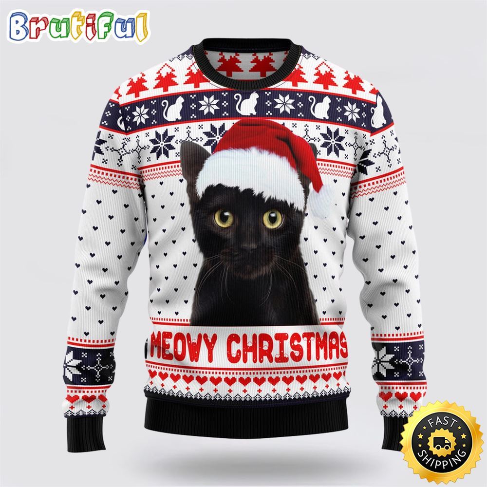 Meowy Christmas Ugly Christmas Sweater Perfect Christmas Gift For Cat Lover