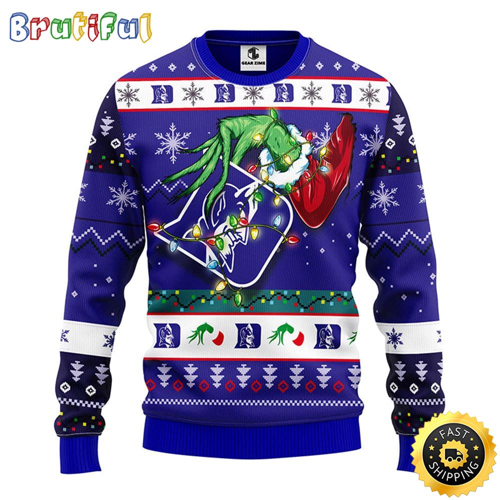 NCAA Duke Blue Devils Christmas Ugly Sweater Grinch Gift For Football Fans