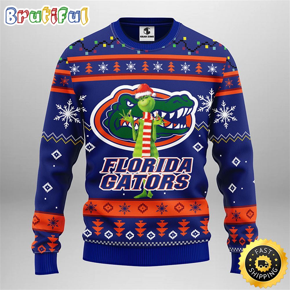 NCAA Florida Gators Christmas Ugly Sweater Print Funny Grinch Gift For Football Fans