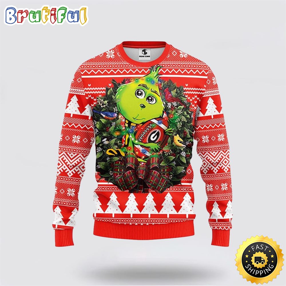 NCAA Georgia Bulldogs Christmas Ugly Sweater Grinch Hug Xmas Day Gift For Football Fans