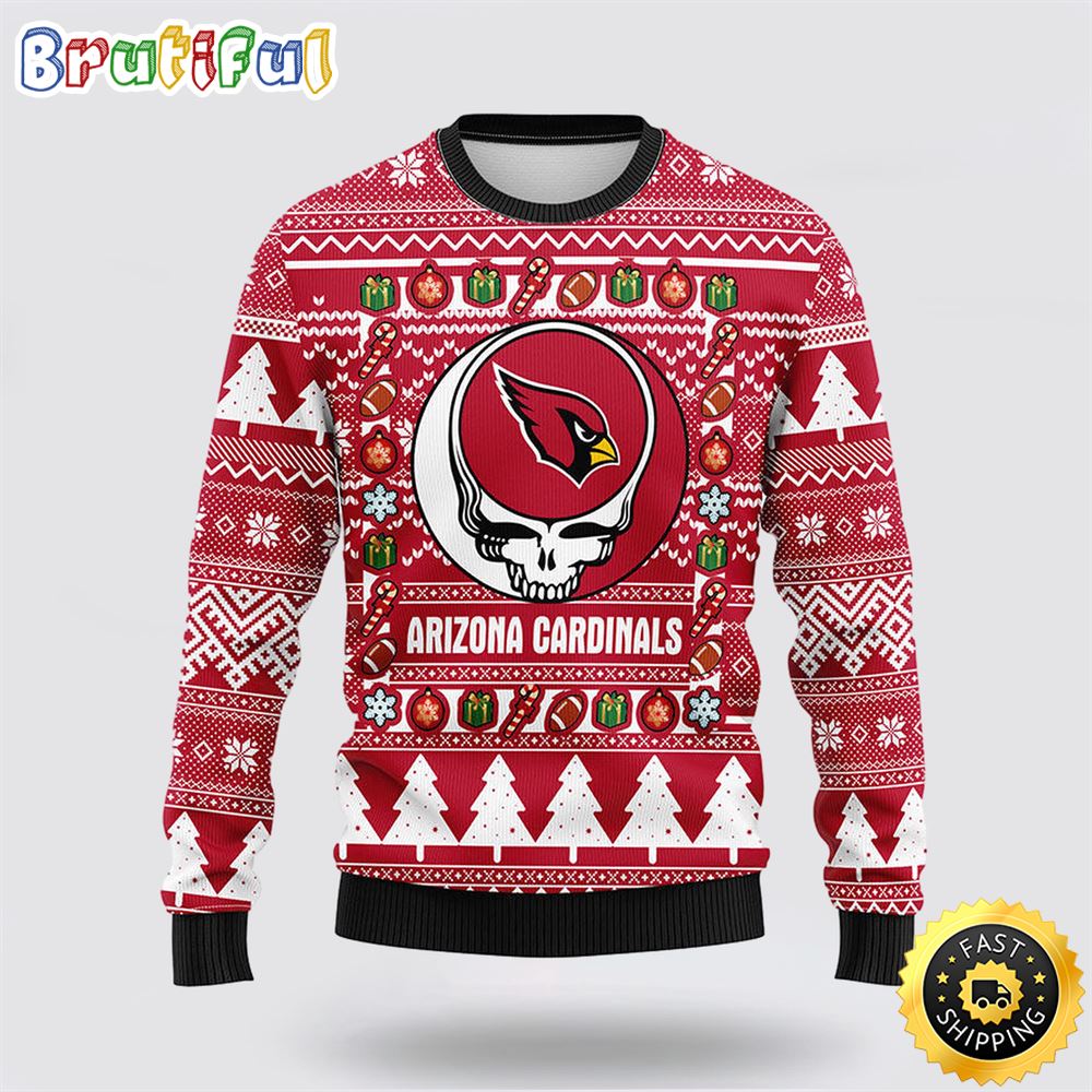 NFL Arizona Cardinals Ugly Sweater Grateful Dead Ugly Christmas Fleece Sweater