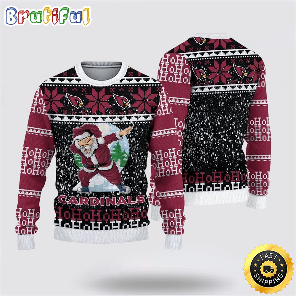 NFL Arizona Cardinals Ugly Sweater Printed Christmas Santa Claus Ho Ho Ho Show Team Spirit