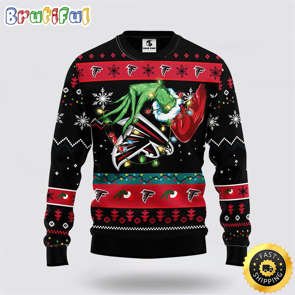 NFL Atlanta Falcons Ugly Sweater The Hand Of Grinch Ugly Christmas Sweater