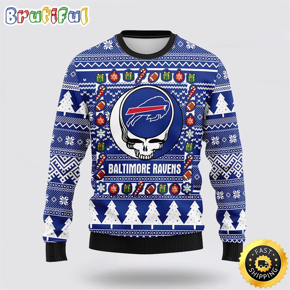 NFL Buffalo Bills Ugly Sweater Grateful Dead Ugly Christmas Fleece Sweater