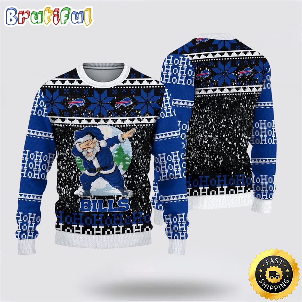 NFL Buffalo Bills Ugly Sweater Printed Christmas Santa Claus Ho Ho Ho Show Team Spirit