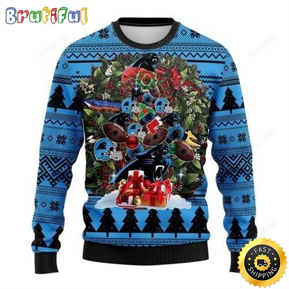 NFL Carolina Panthers Ugly Christmas Sweater Tree Christmas Unisex Sweater