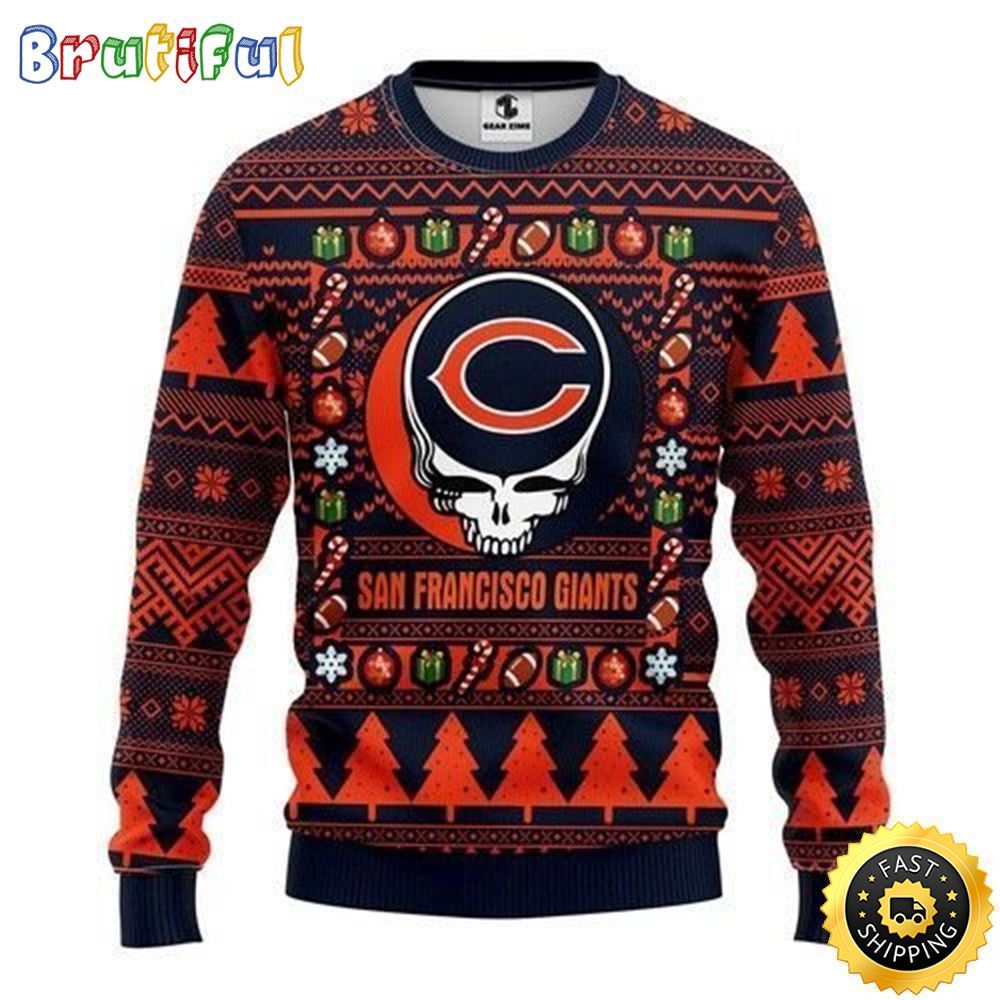 NFL Chicago Bears Ugly Christmas Sweater The Intelligence Of The Skull Unisex Sweater