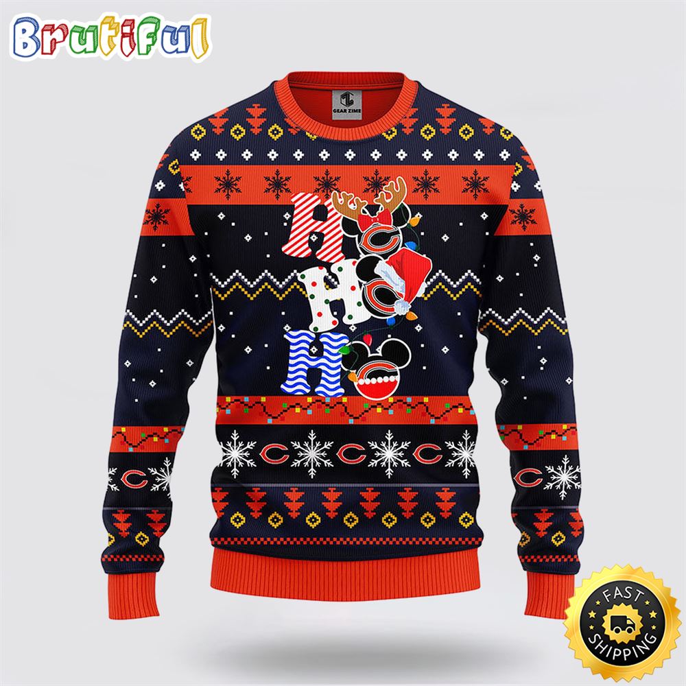 NFL Chicago Bears Ugly Sweater HoHoHo Mickey Ugly Christmas Sweater