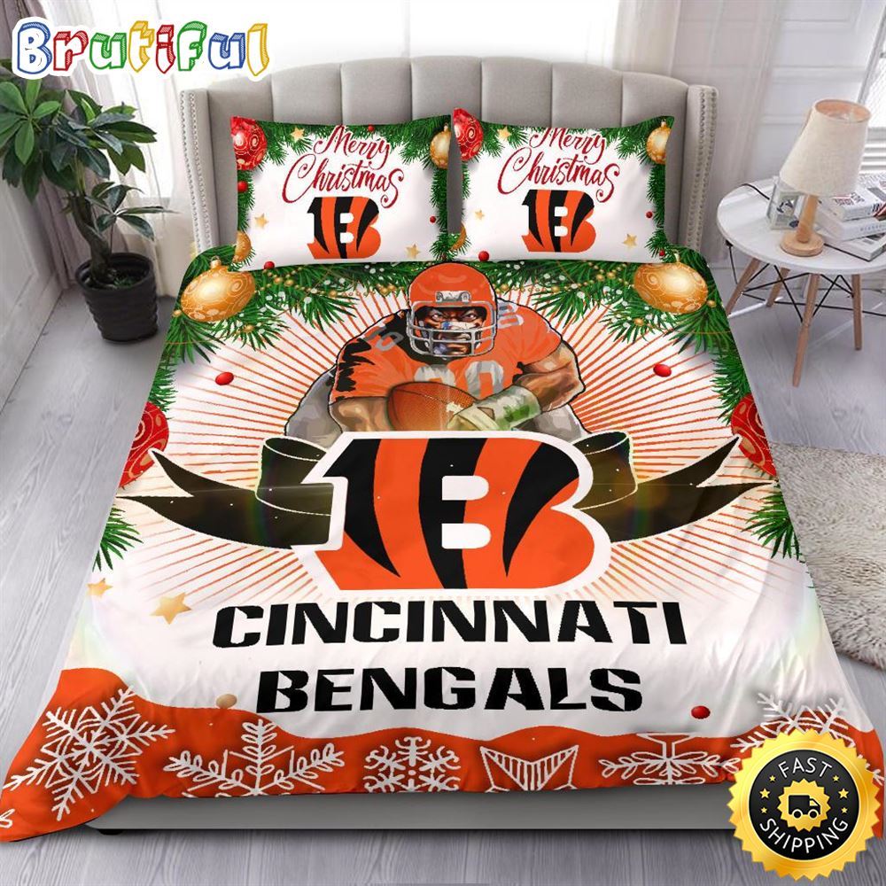 NFL Cincinnati Bengals Bedding Sets Merry Christmas Quilt Bedding Sets