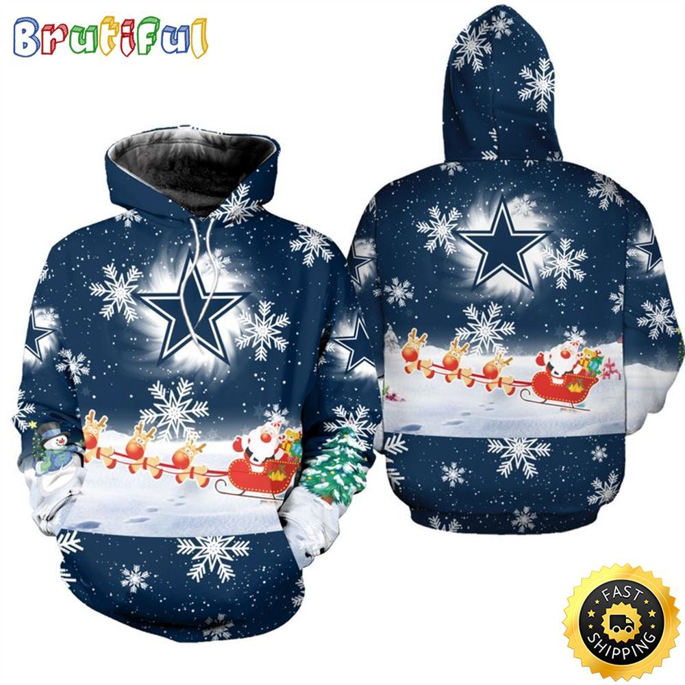 NFL Dallas Cowboys Christmas Santa Claus Is Coming All Over Print 3D Hoodie Unisex Hoodie