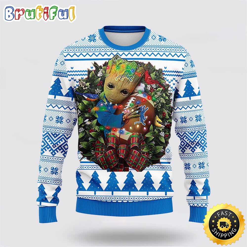 NFL Detroit Lions Ugly Sweater Groot Christmas Sweater