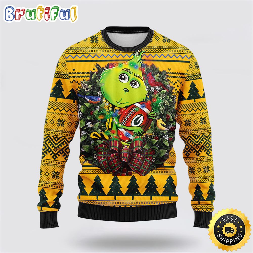 NFL Green Bay Packers Ugly Sweater Grinch Hug Ugly Christmas Sweater