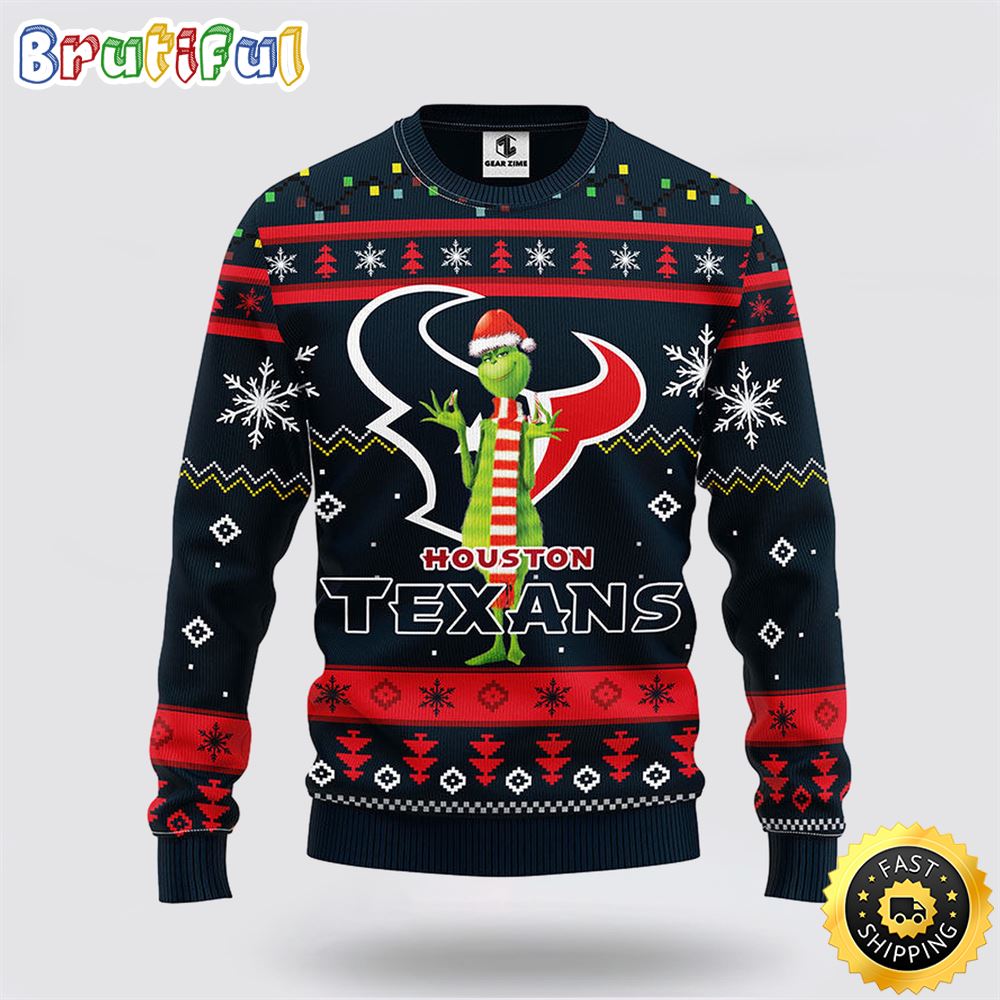 NFL Houston Texans Ugly Sweater Funny Grinch Ugly Christmas Sweater