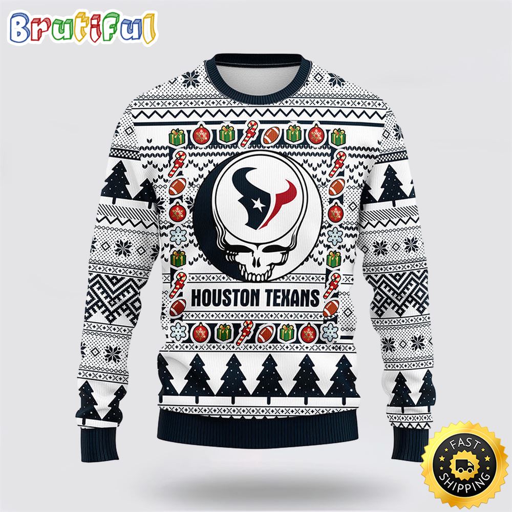 NFL Houston Texans Ugly Sweater Grateful Dead Ugly Christmas Fleece Sweater