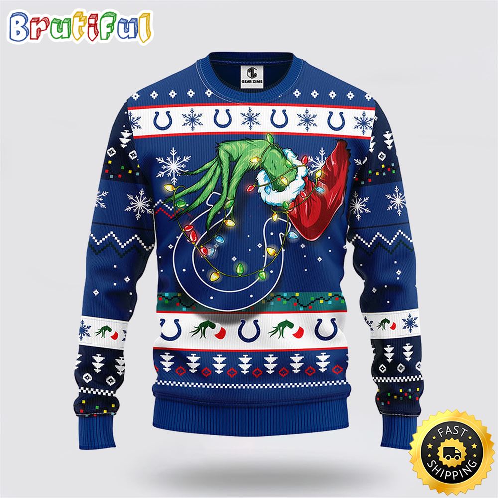 NFL Indianapolis Colts Ugly Sweater The Hand Of Grinch Ugly Christmas Sweater