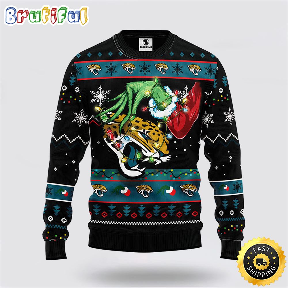NFL Jacksonville Jaguars Ugly Sweater The Hand Of Grinch Ugly Christmas Sweater