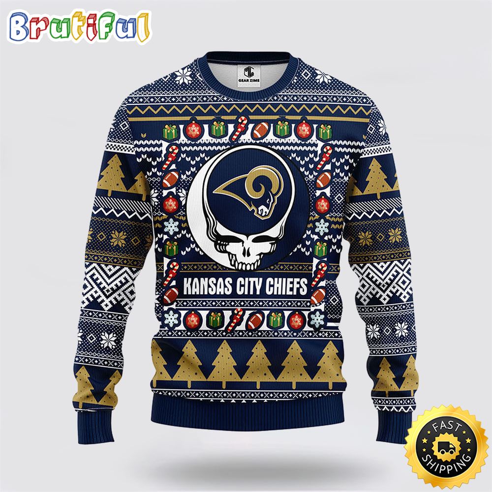 NFL Los Angeles Rams Ugly Sweater Grateful Dead Ugly Christmas Fleece Sweater