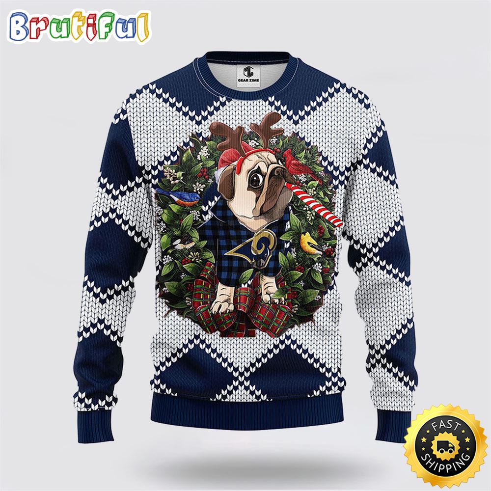 NFL Los Angeles Rams Ugly Sweater Pub Dog Ugly Christmas Sweater