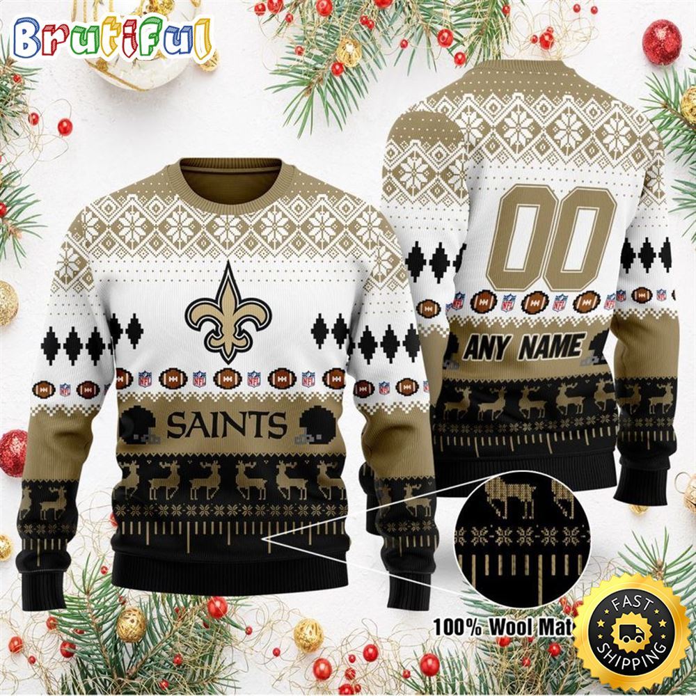 Personalized NFL New Orleans Saints Playing Field Ugly Christmas Sweater Perfect Gift For Football Fans