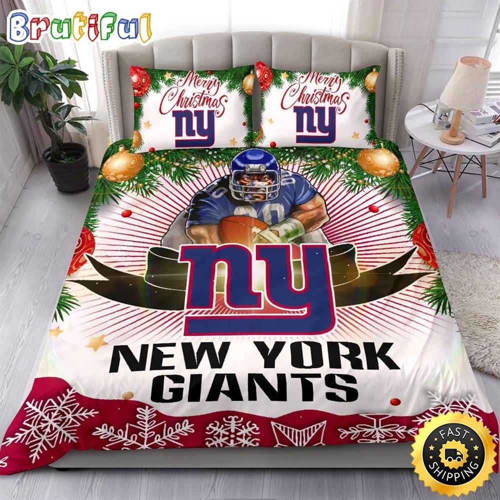 NFL New York Giants Bedding Sets Merry Christmas Quilt Bedding Sets