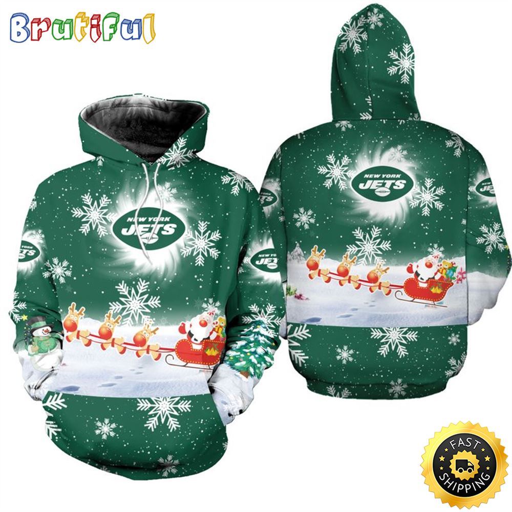 NFL New York Jets Christmas Santa Claus Is Coming All Over Print 3D Hoodie Unisex Hoodie