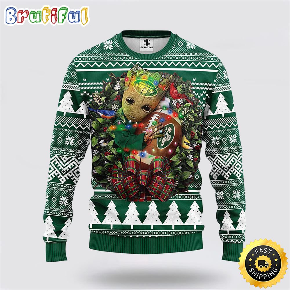 NFL New York Jets Ugly Sweater Groot Christmas Sweater