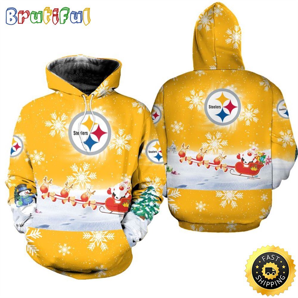 NFL Pittsburgh Steelers Christmas Santa Claus Is Coming All Over Print 3D Hoodie Unisex Hoodie