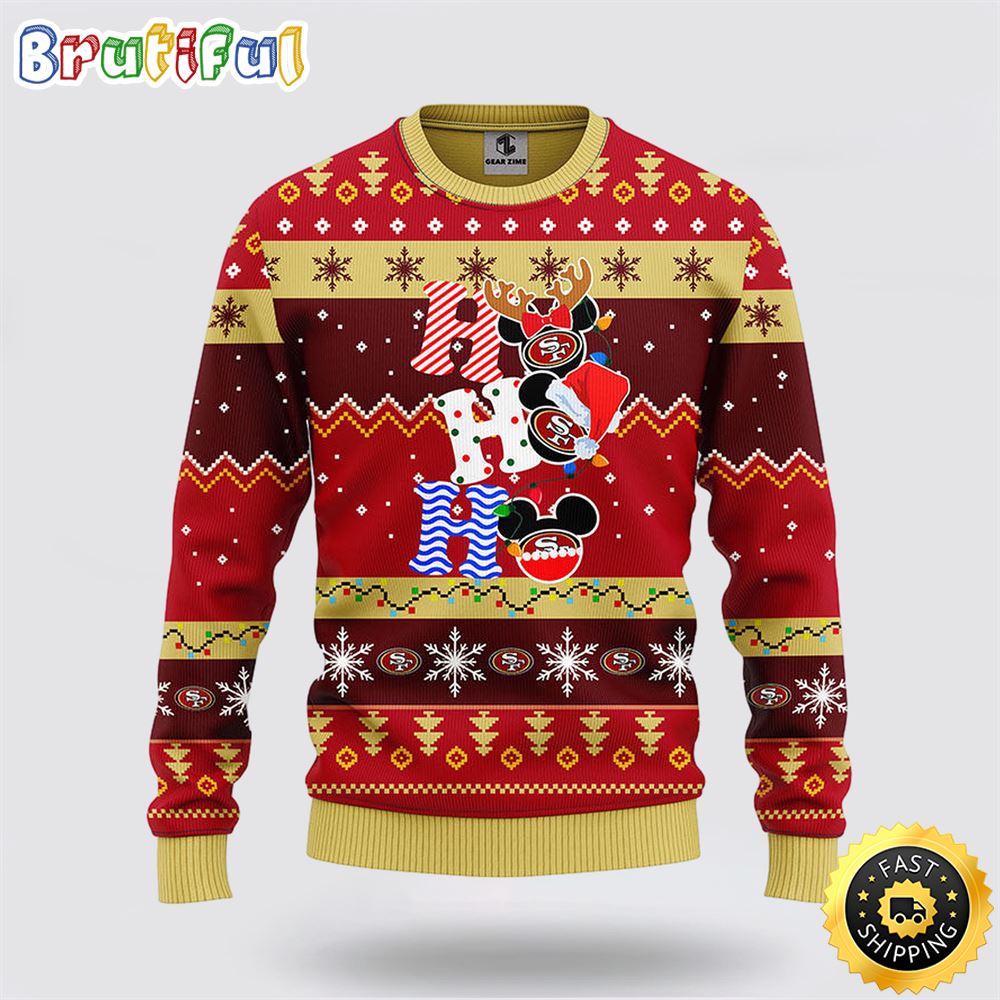 NFL San Francisco 49ers Ugly Sweater HoHoHo Mickey Ugly Christmas Sweater
