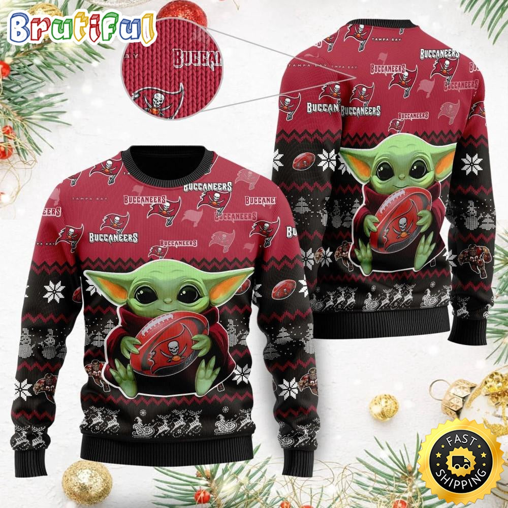 NFL Tampa Bay Buccaneers Ugly Christmas Sweater Baby Yoda Print Shirts