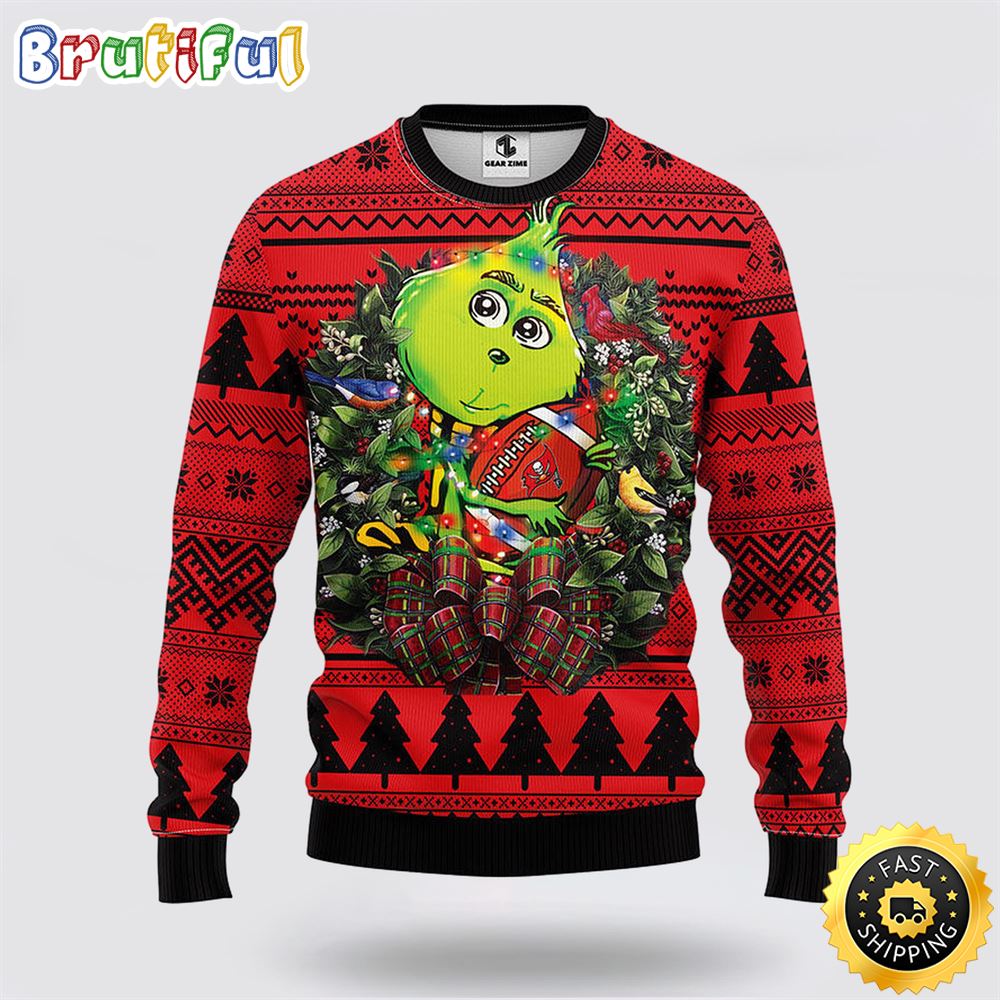 NFL Tampa Bay Buccaneers Ugly Sweater Grinch Hug Ugly Christmas Sweater