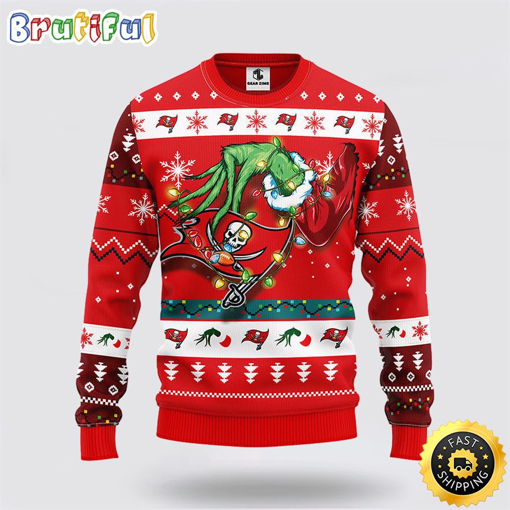NFL Tampa Bay Buccaneers Ugly Sweater The Hand Of Grinch Ugly Christmas Sweater
