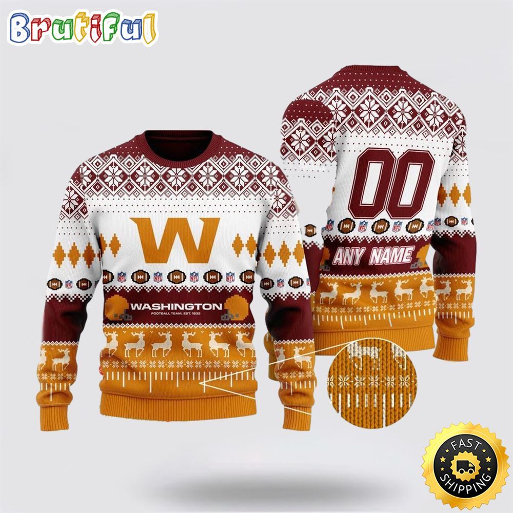 Personalized NFL Washington Team Playing Field Ugly Christmas Sweater Perfect Gift For Football Fans