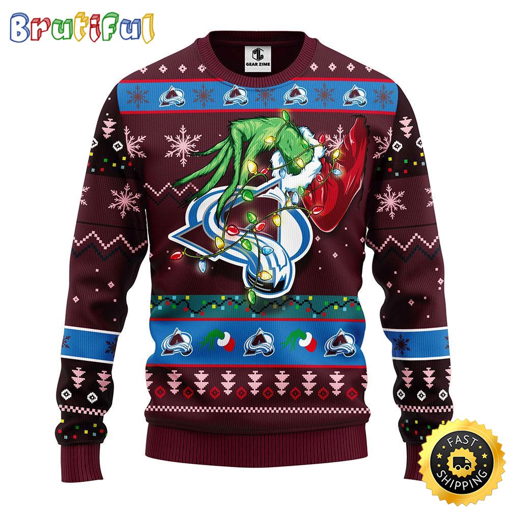 NHL Colorado Avalanche Christmas Ugly Sweater Grinch Gift For Hockey Fans