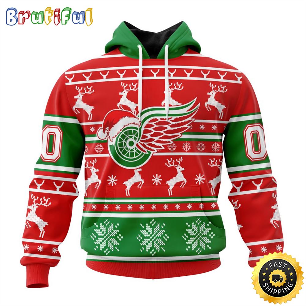 NHL Detroit Red Wings Specialized Unisex Christmas Is Coming Santa Claus All Over Print 3D Hoodie Gift For Christmas Day
