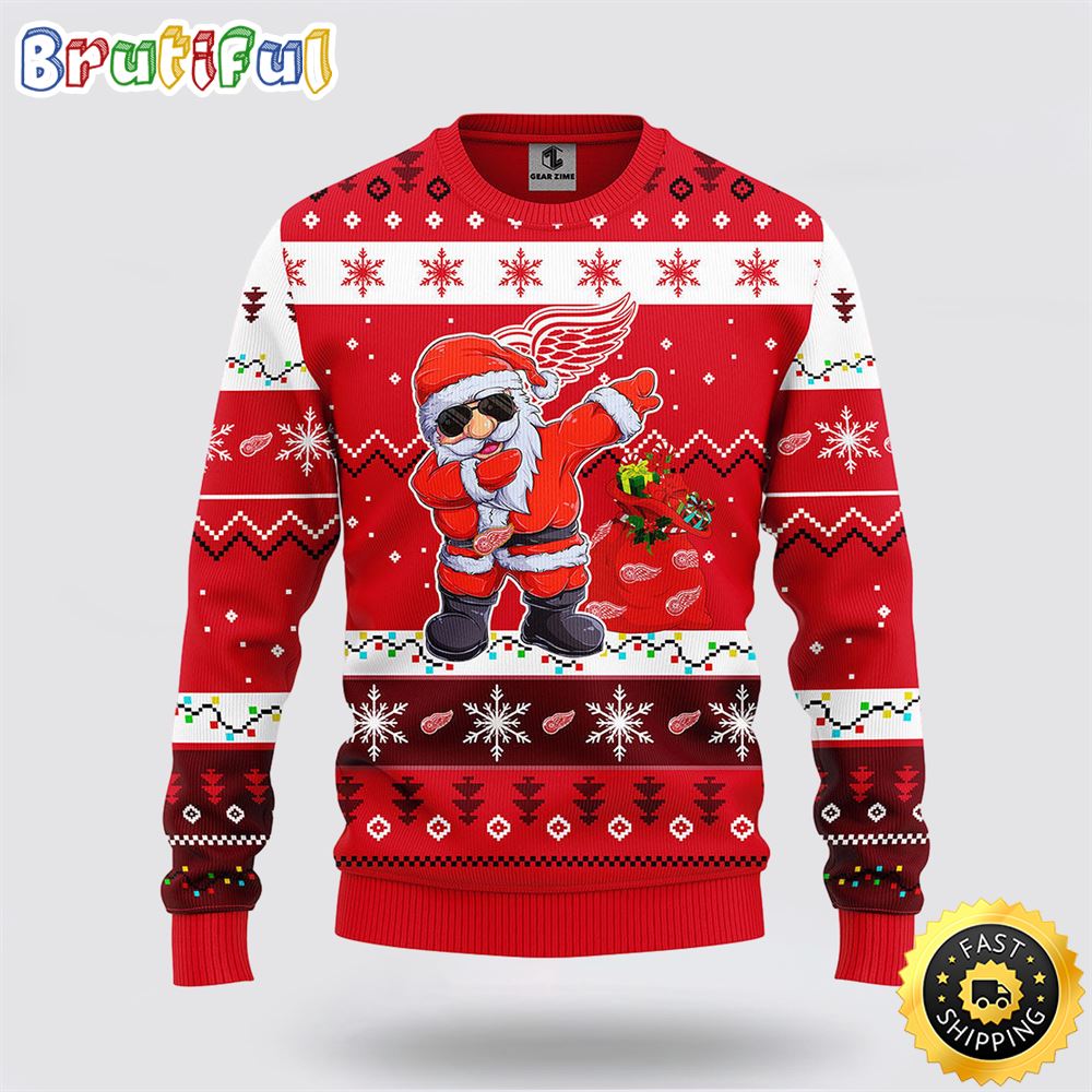 NHL Detroit Red Wings Ugly Sweater Santa Claus Ugly Christmas Sweater