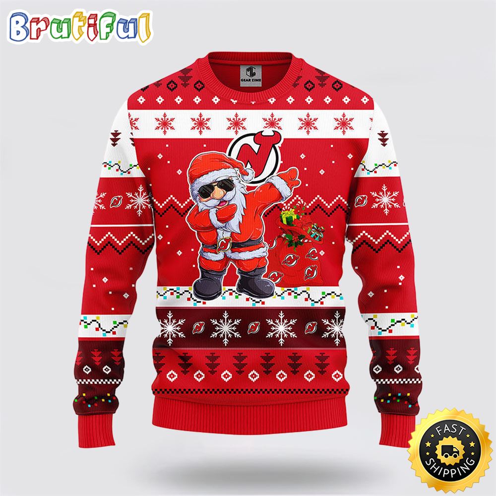 NHL New Jersey Devils Ugly Sweater Santa Claus Ugly Christmas Sweater
