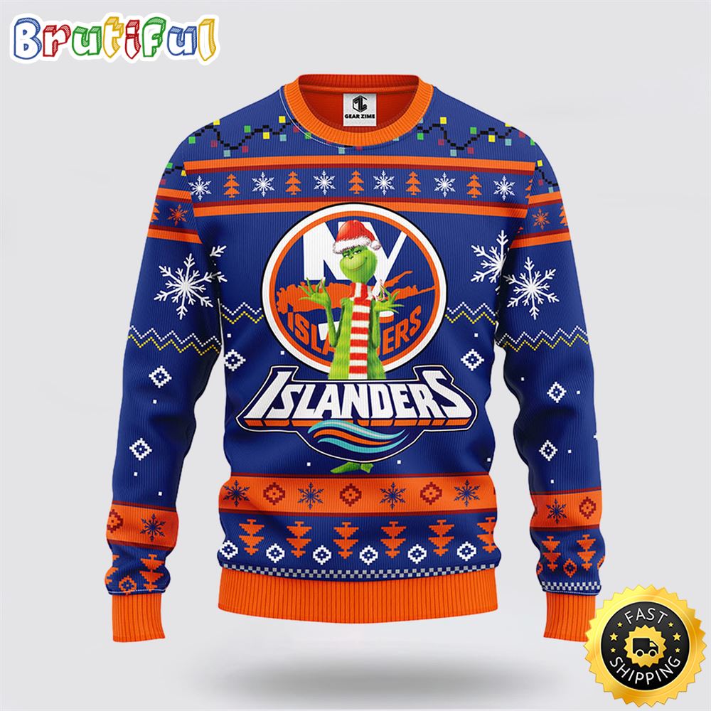 NHL New York Islanders Ugly Sweater Funny Grinch Ugly Christmas Sweater