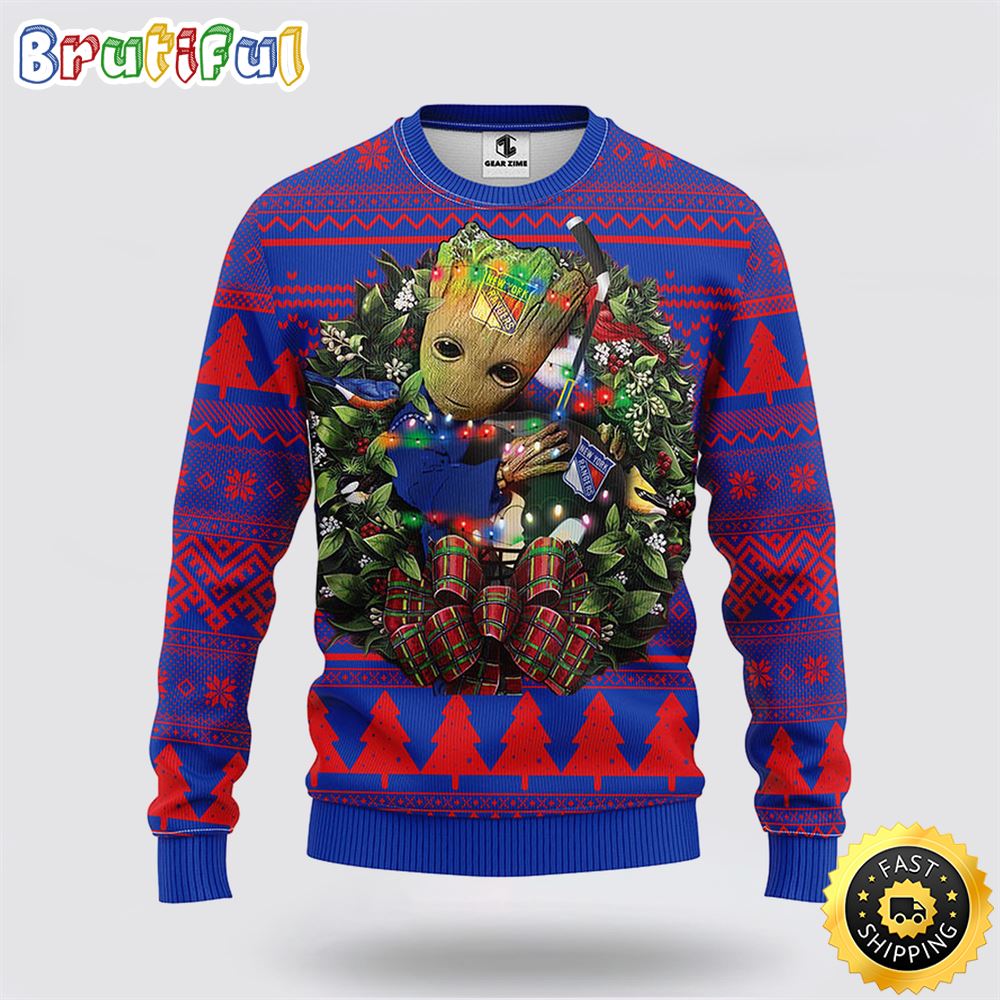 NHL New York Rangers Ugly Sweater Groot Christmas Sweater