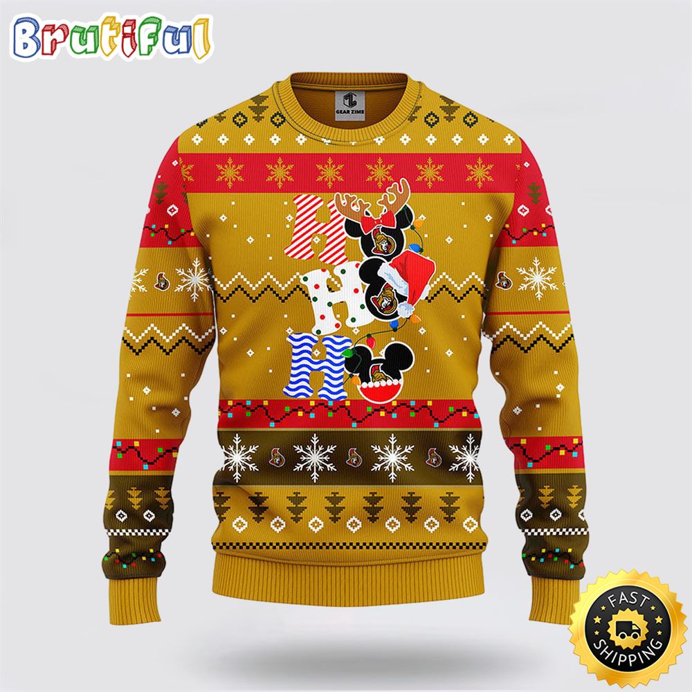 NHL Ottawa Senators Ugly Sweater Hohoho Mickey Ugly Christmas Sweater