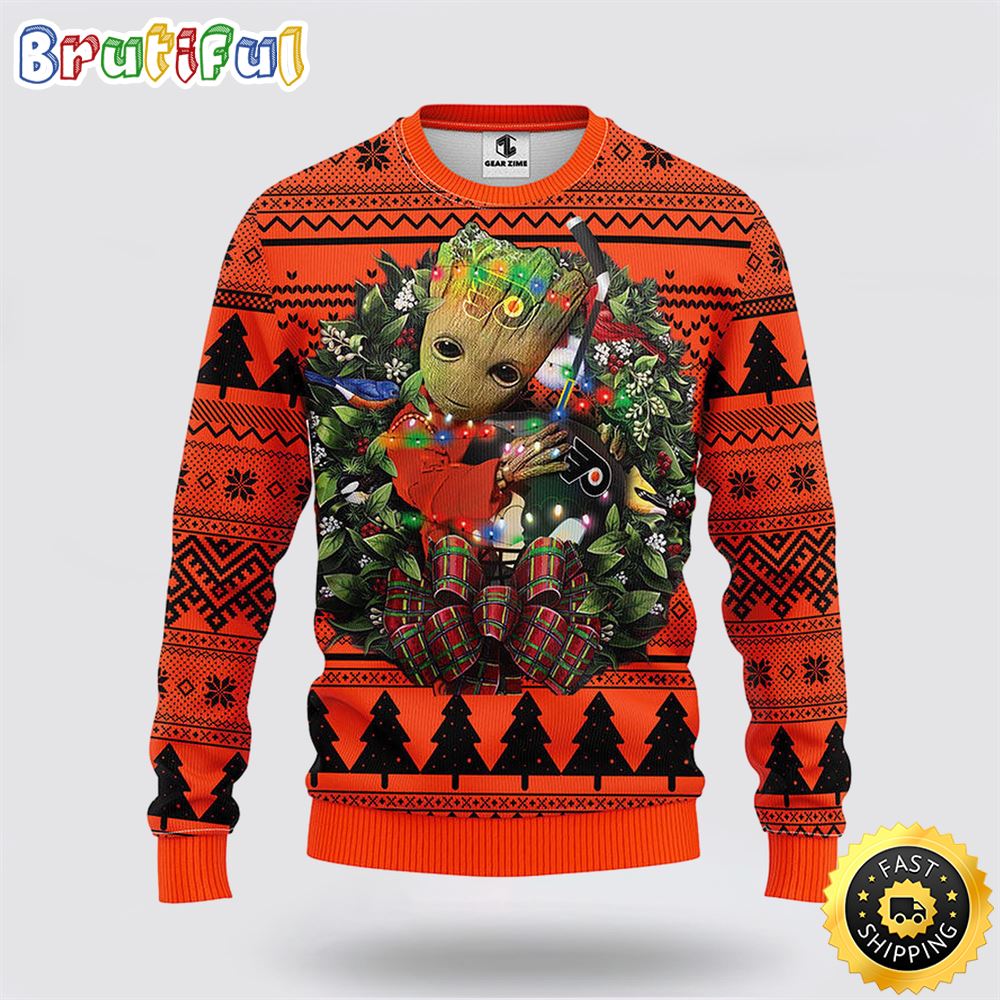 NHL Philadelphia Flyers Ugly Sweater Groot Christmas Sweater